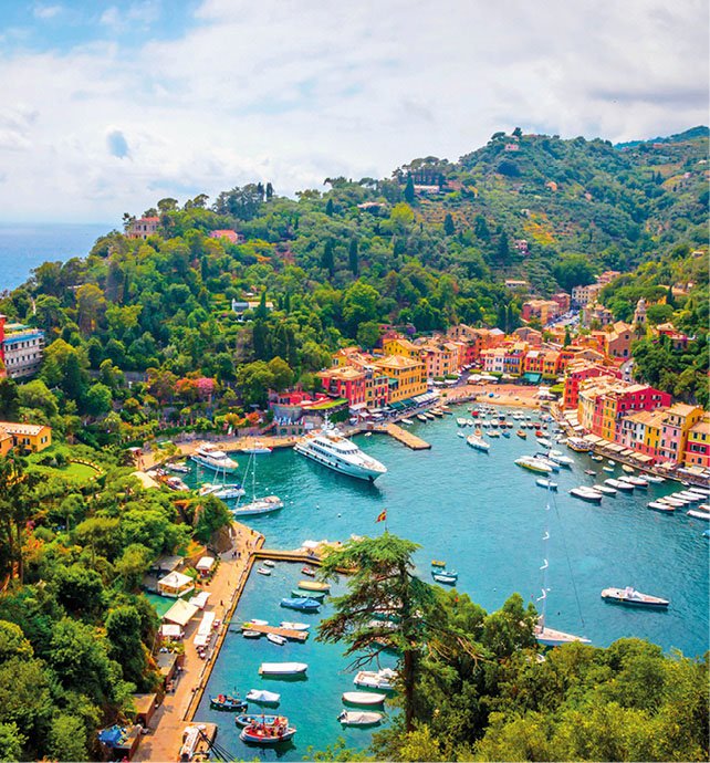 Beautiful bay with colourful buildings in Portofino, Liguria, Italy