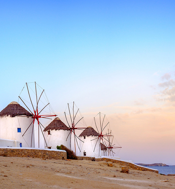 Windmills in Mykonos, Greece