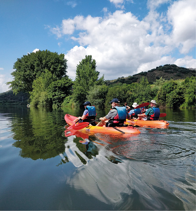 Group canoeing on the Sabor River, Portugal