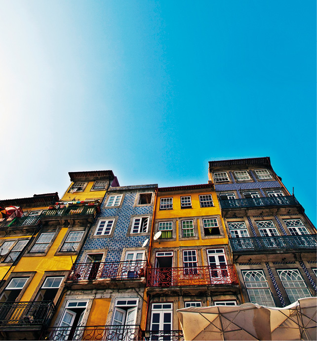 Colourful houses in Porto, Portugal